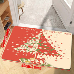 Merry Christmas Party Rug - Christmas Tree Printed Living Room Bedroom Rug