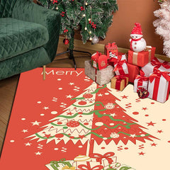 Merry Christmas Party Rug - Christmas Tree Printed Living Room Bedroom Rug