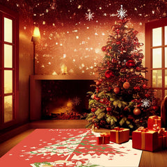 Merry Christmas Party Rug - Christmas Tree Printed Living Room Bedroom Rug