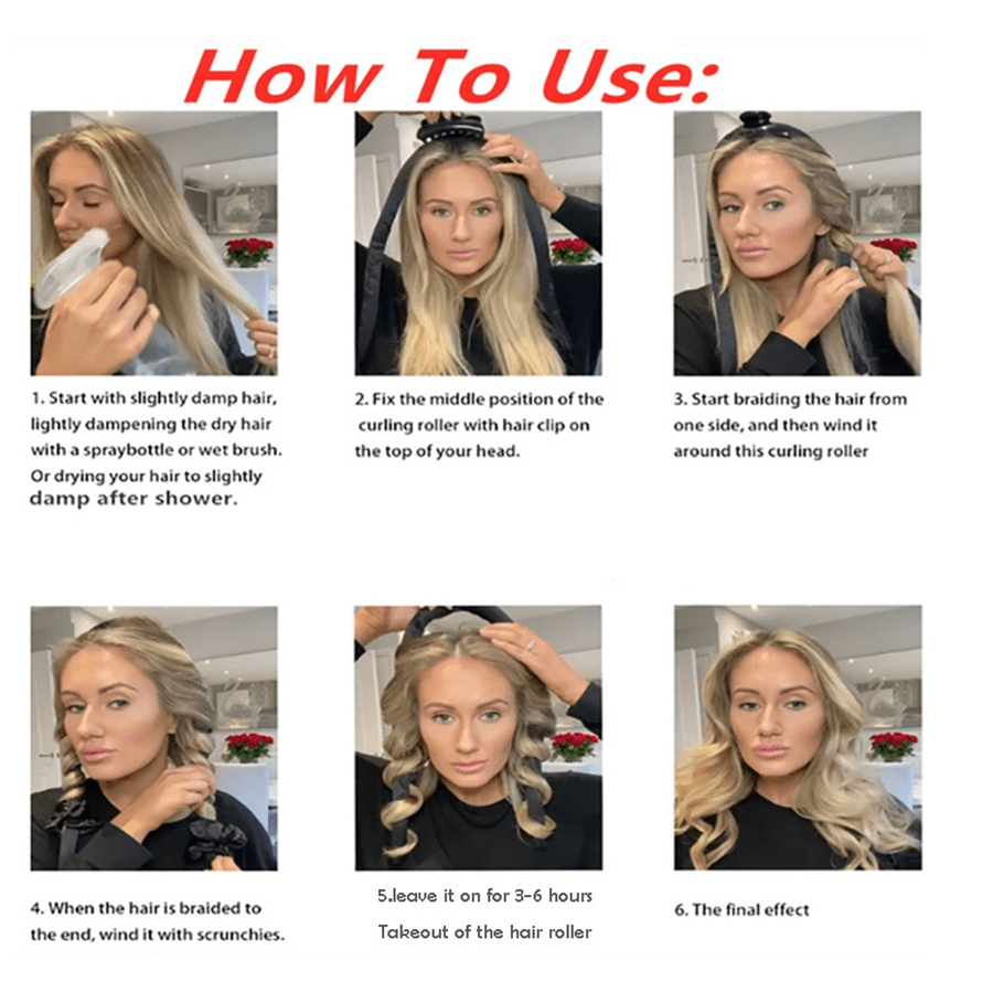 Heatless Curling Rod Headband Long Hair Rollers Women Overnight Curl Wrap