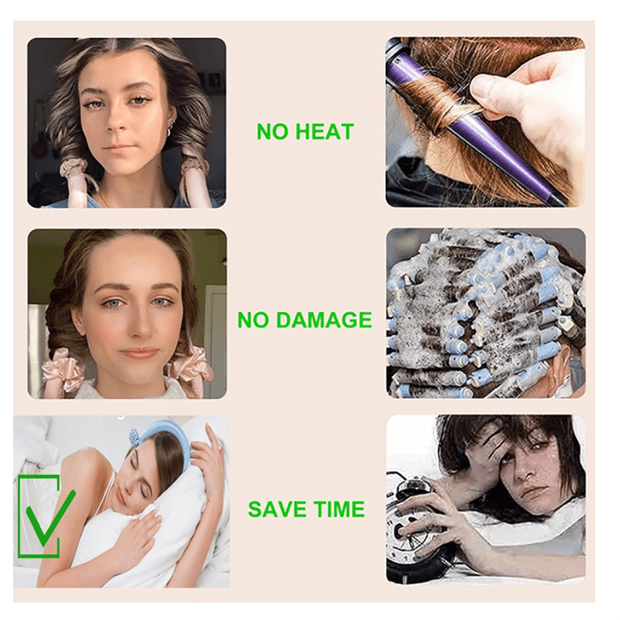 Heatless Curling Rod Headband Long Hair Rollers Women Overnight Curl Wrap