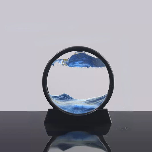 3D Moving Sand Art Picture Round Glass Deep Sea Sandscape Hourglass Quicksand