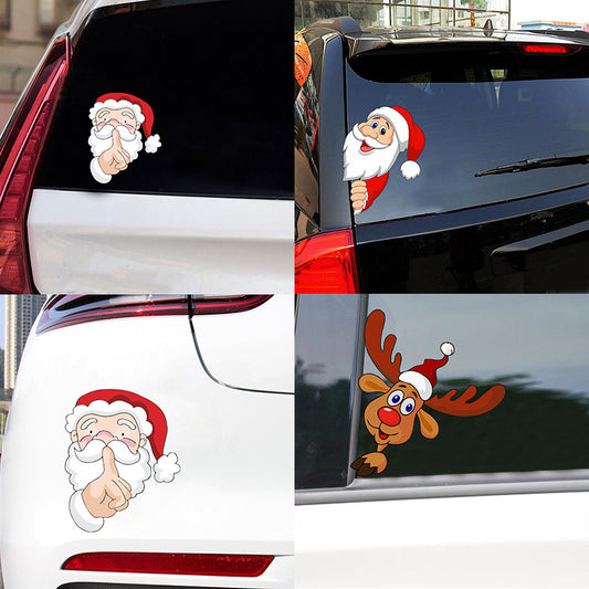 Christmas Decor Santa Claus Elk Sticker Car Window Decals Vinyl