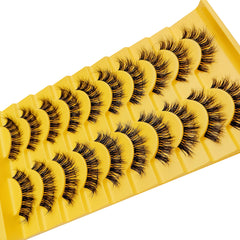10 Pairs 6D Fluffy Wispy Faux Mink Eyelashes Cat Fox Eye Effect