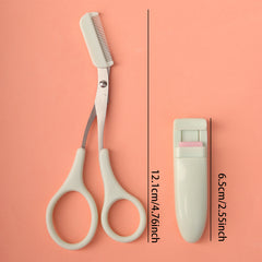 2pcs Eyebrow Eyelash Shaping Set Scissors Comb Lash Curler Makeup Beauty