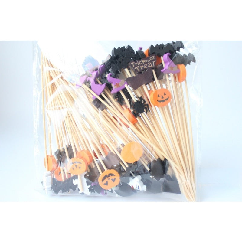 Wooden Cocktail Picks Cheese Dessert Labels Halloween Christmas Series