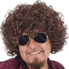 Short Brown Curly Rocker Wig for Men