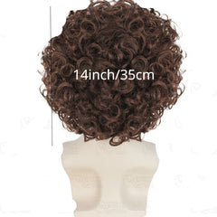 Short Brown Curly Rocker Wig for Men