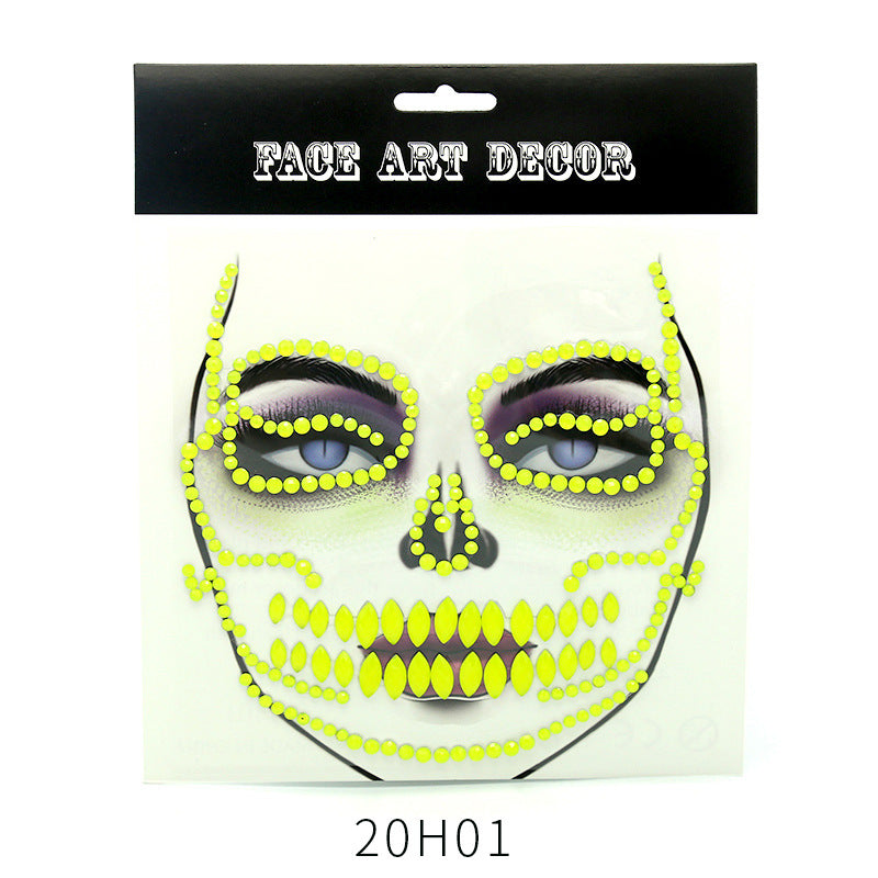 Halloween Face Gem Stickers Fluorescent DIY Party Cosplay Face Paint