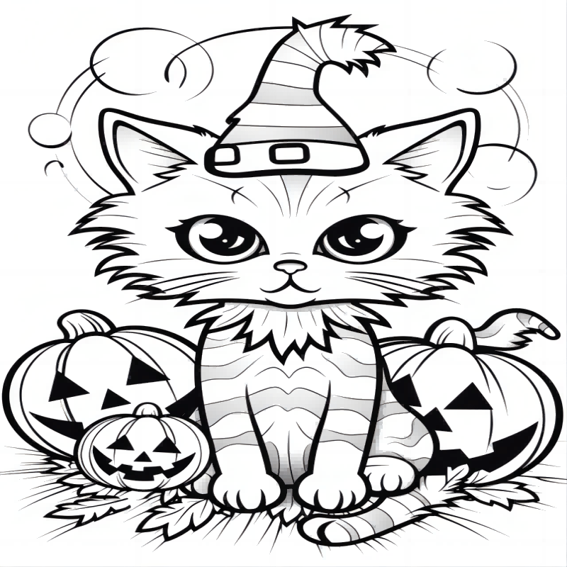 Halloween Cats Coloring Book for Kids
