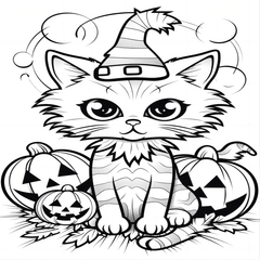 Halloween Cats Coloring Book for Kids