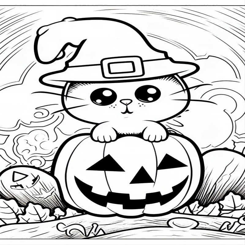 Halloween Cats Coloring Book for Kids