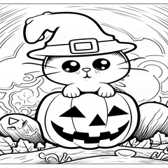 Halloween Cats Coloring Book for Kids