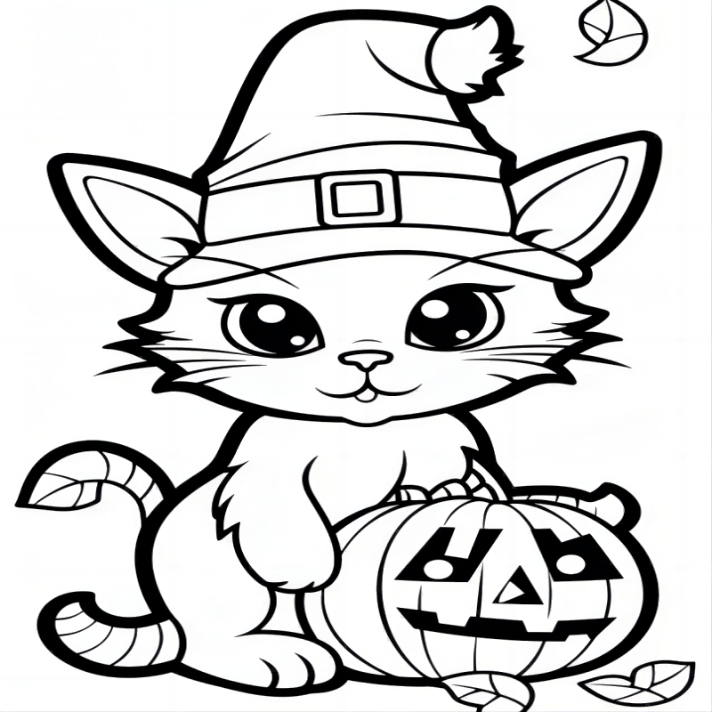 Halloween Cats Coloring Book for Kids