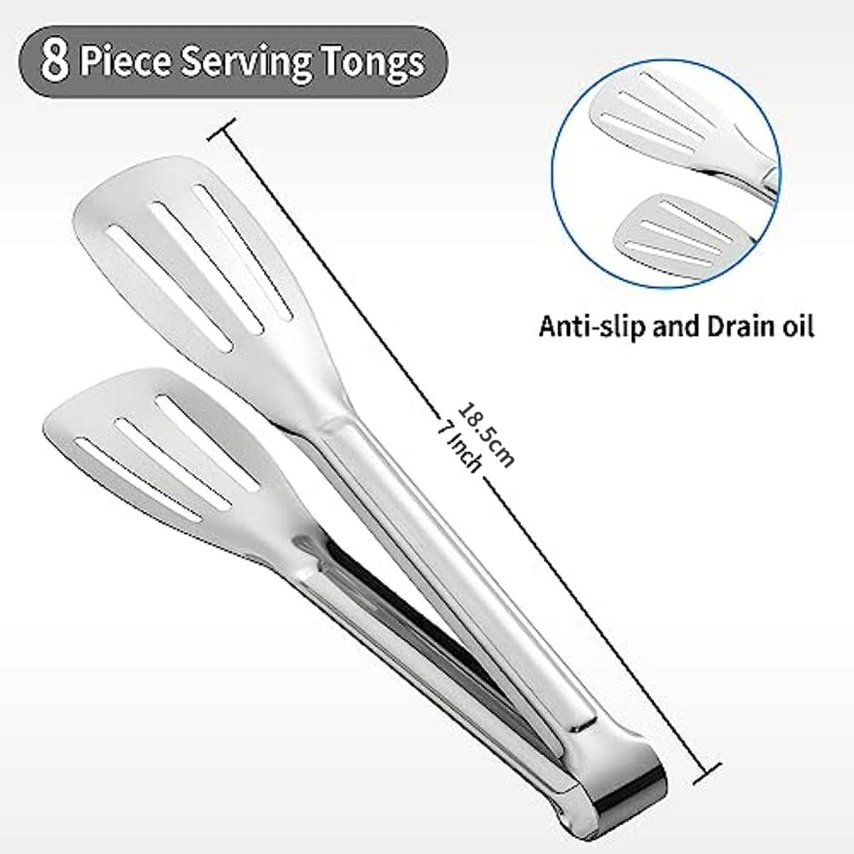 6pcs Stainless Steel Serving Tongs Small Tongs for Cooking Appetizers