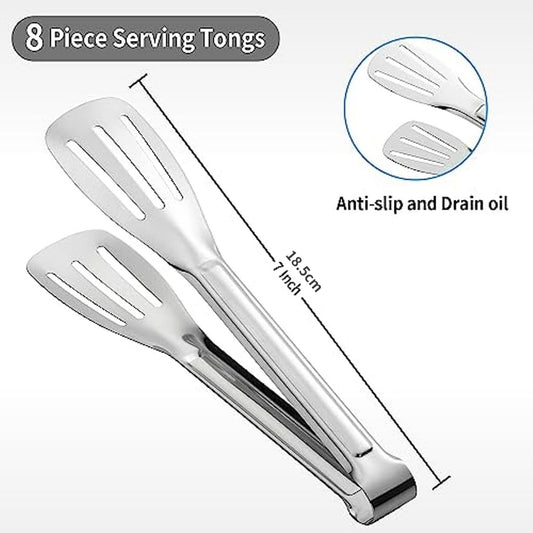 6pcs Stainless Steel Serving Tongs Small Tongs for Cooking Appetizers