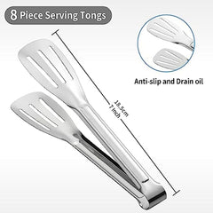 6pcs Stainless Steel Serving Tongs Small Tongs for Cooking Appetizers