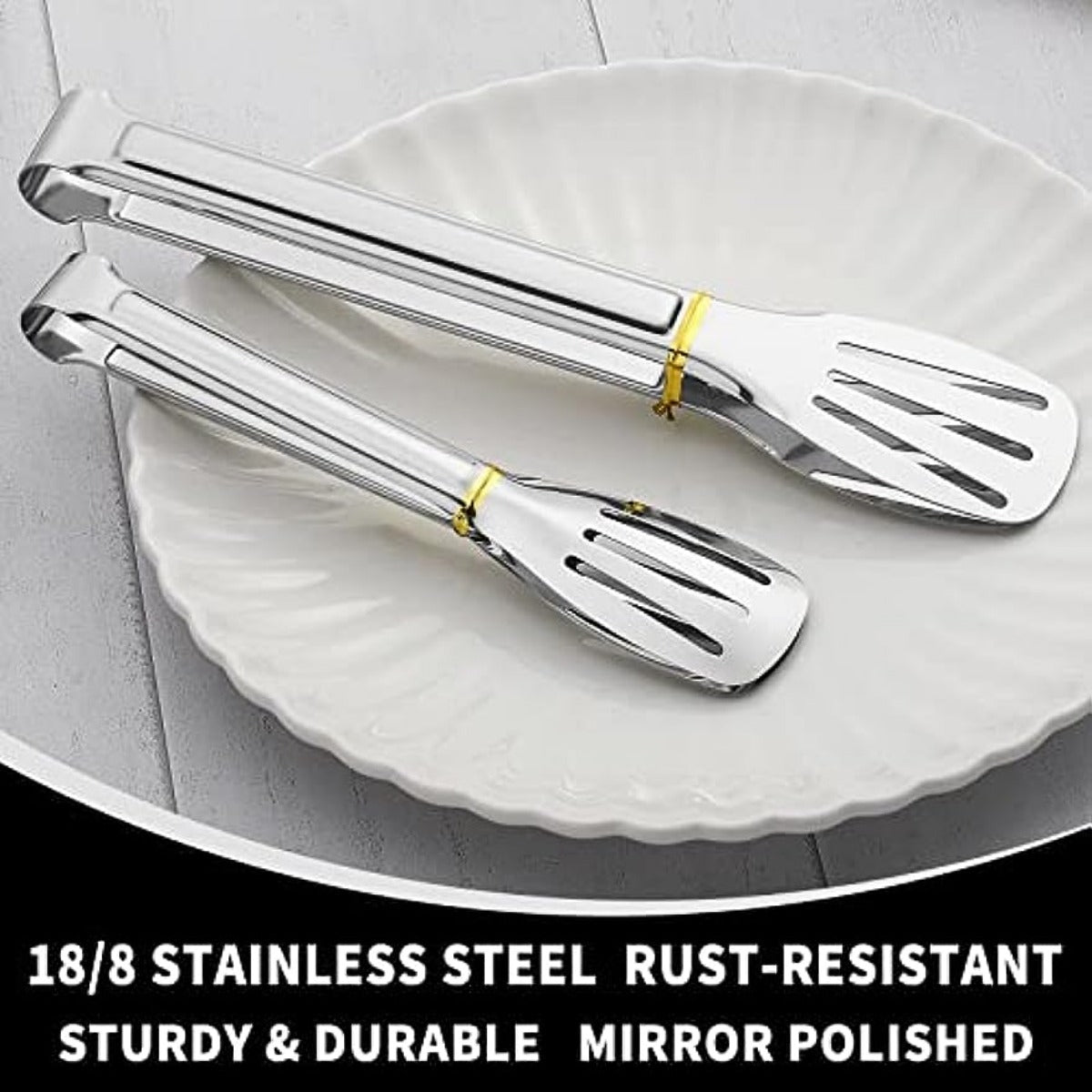 6pcs Stainless Steel Serving Tongs Small Tongs for Cooking Appetizers