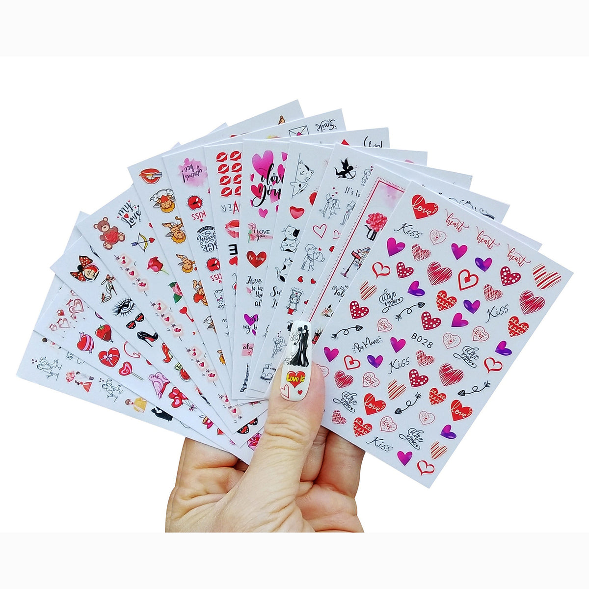 Valentines Nail Stickers Red Love Nail Art Supplies