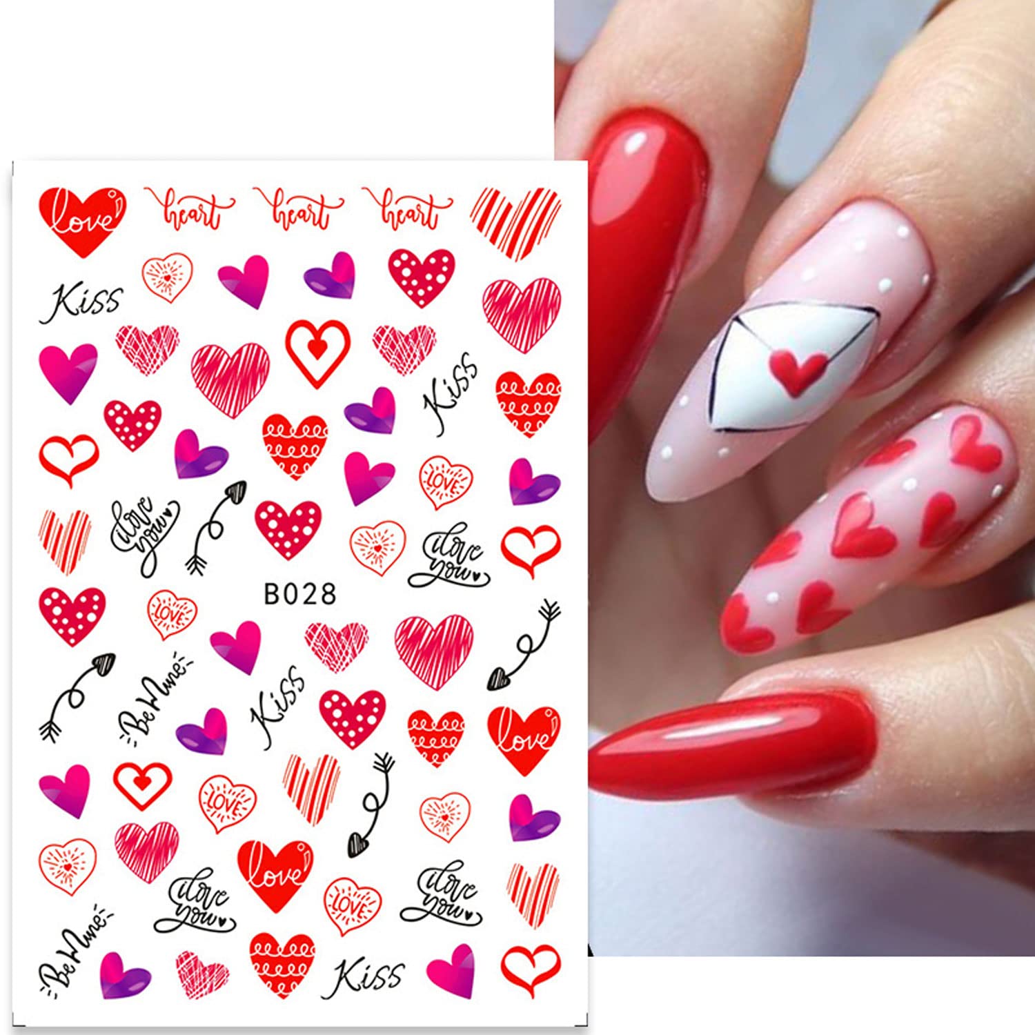 Valentines Nail Stickers Red Love Nail Art Supplies