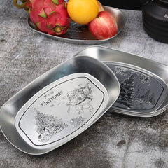 Metal Boat-Shaped Christmas Plate Retro Style Camping Dinner Party Supplies