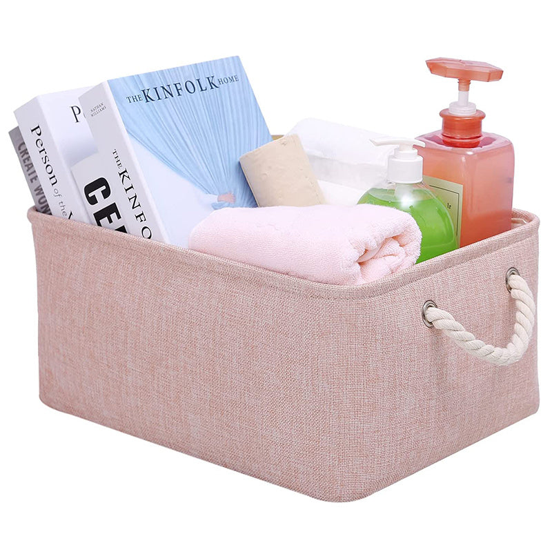 Large Capacity Cotton Linen Folding Storage Basket