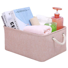 Large Capacity Cotton Linen Folding Storage Basket