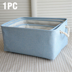 Large Capacity Cotton Linen Folding Storage Basket