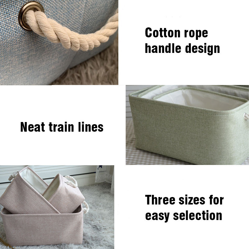Large Capacity Cotton Linen Folding Storage Basket