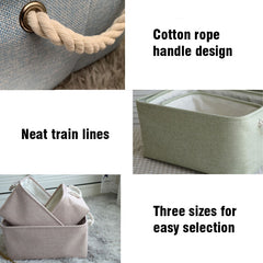 Large Capacity Cotton Linen Folding Storage Basket