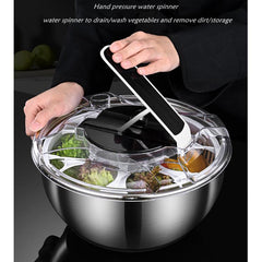 1pc Vegetable Wash Basin Stainless Steel Salad Dryer