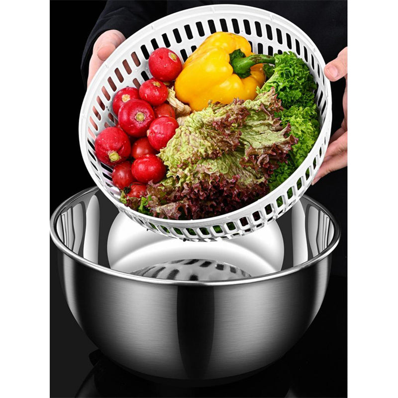 1pc Vegetable Wash Basin Stainless Steel Salad Dryer