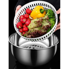1pc Vegetable Wash Basin Stainless Steel Salad Dryer