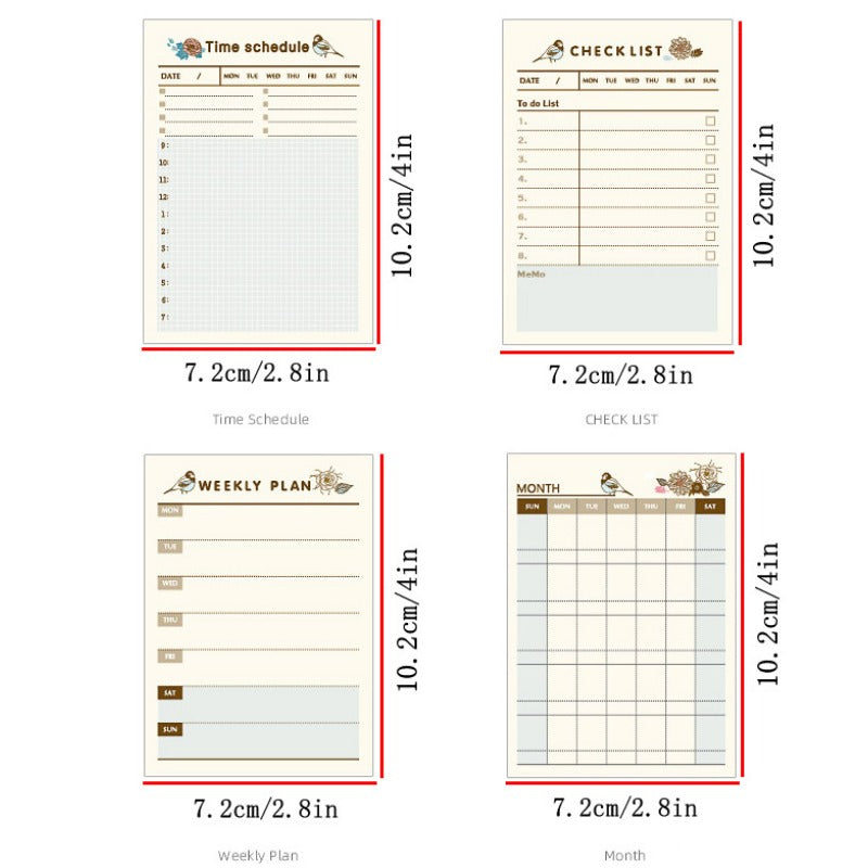 1pc 60 Sheets Planner Anniversary Diary Student Journal Punch Card Annual Calend