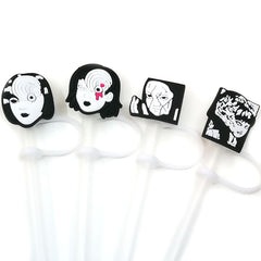 8pcs Anime Straw Tips Cover Reusable Silicone Straw Sleeve Caps