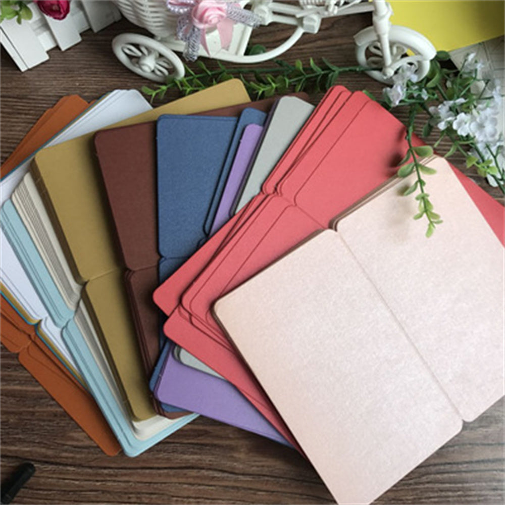 5pcs DIY Folding Greeting Card Cowhide Blank Half fold Card Letter Supplies