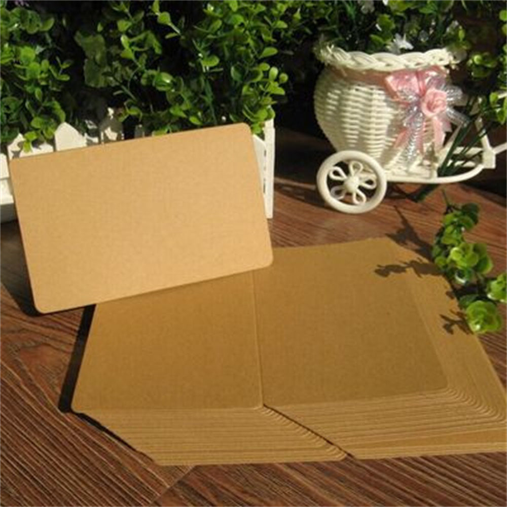 5pcs DIY Folding Greeting Card Cowhide Blank Half fold Card Letter Supplies