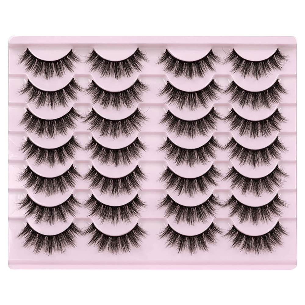 14 Pairs 3D Faux Mink Lashes Fluffy Soft Wispy Natural False Eyelashes