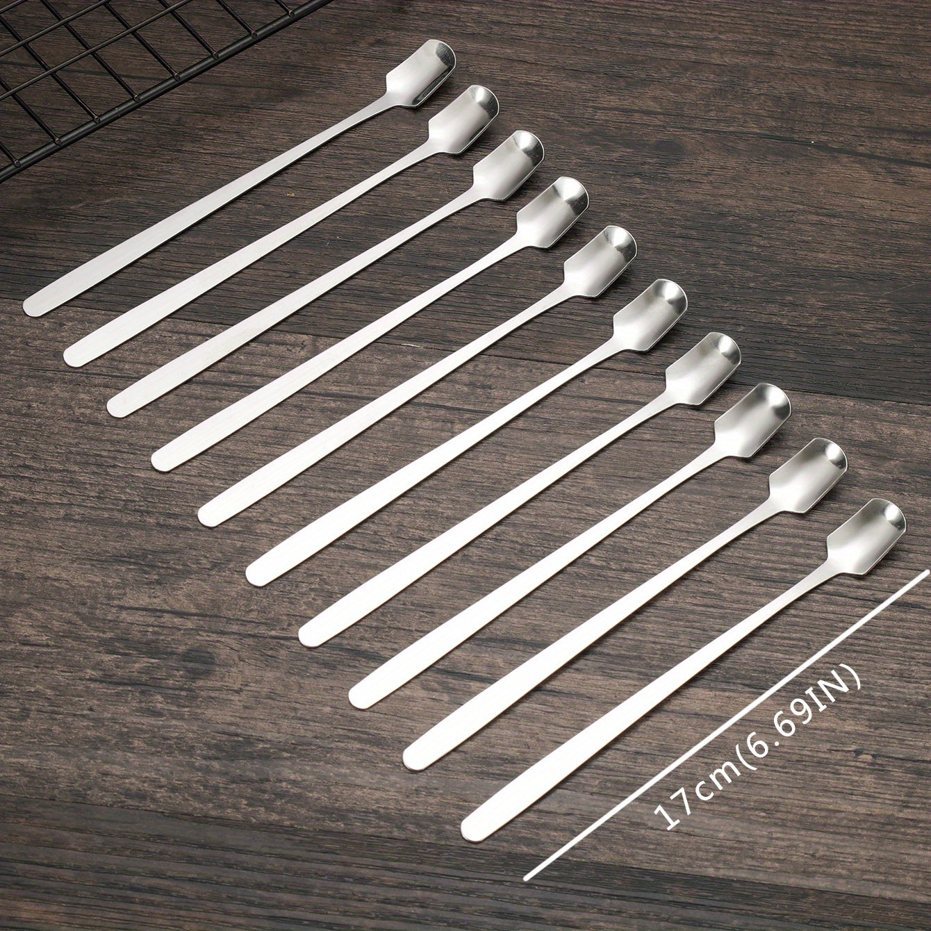 6pcs Stainless Steel Long Handle Mixing Square Spoons Coffee Ice Tea Stirrers