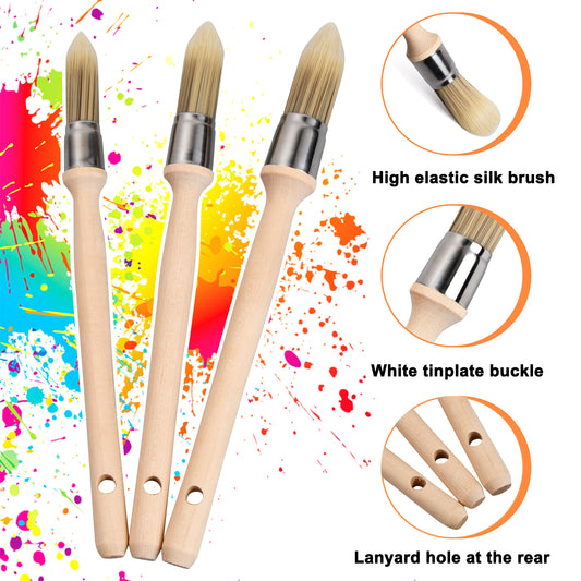 3pcs Window Frame Brushes Glaze Brush Wooden Handle Synthetic Bristles