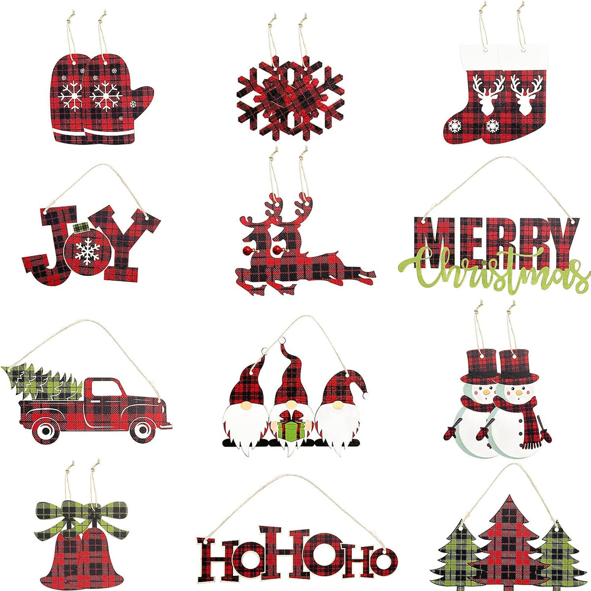 18pcs Retro Santa Claus Merry Christmas Wooden Decor