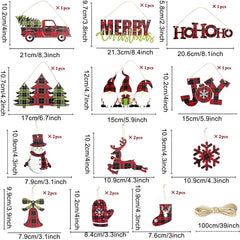 18pcs Retro Santa Claus Merry Christmas Wooden Decor