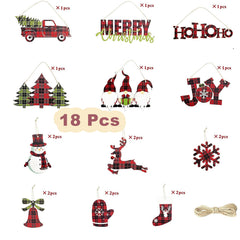 18pcs Retro Santa Claus Merry Christmas Wooden Decor
