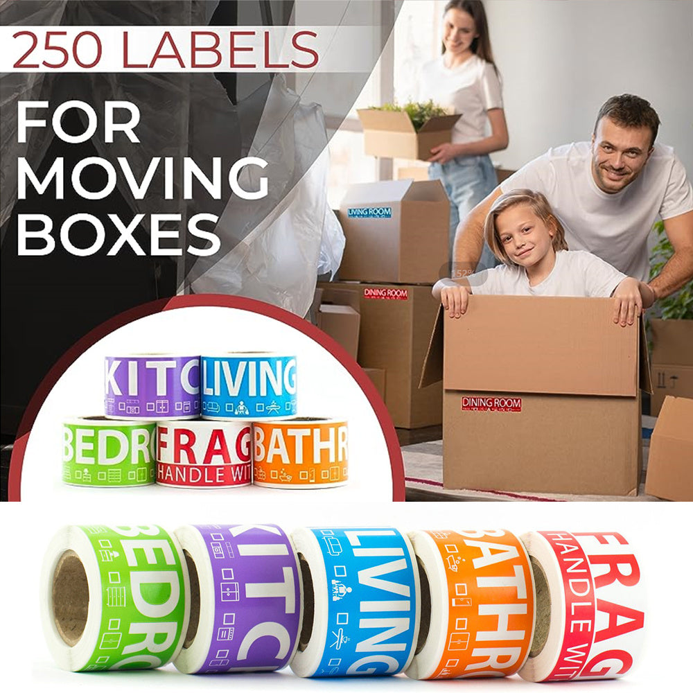250 Home Moving Labels 1 Bedroom 5 Rolls Moving Supplies Wardrobe Boxes