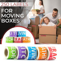 250 Home Moving Labels 1 Bedroom 5 Rolls Moving Supplies Wardrobe Boxes