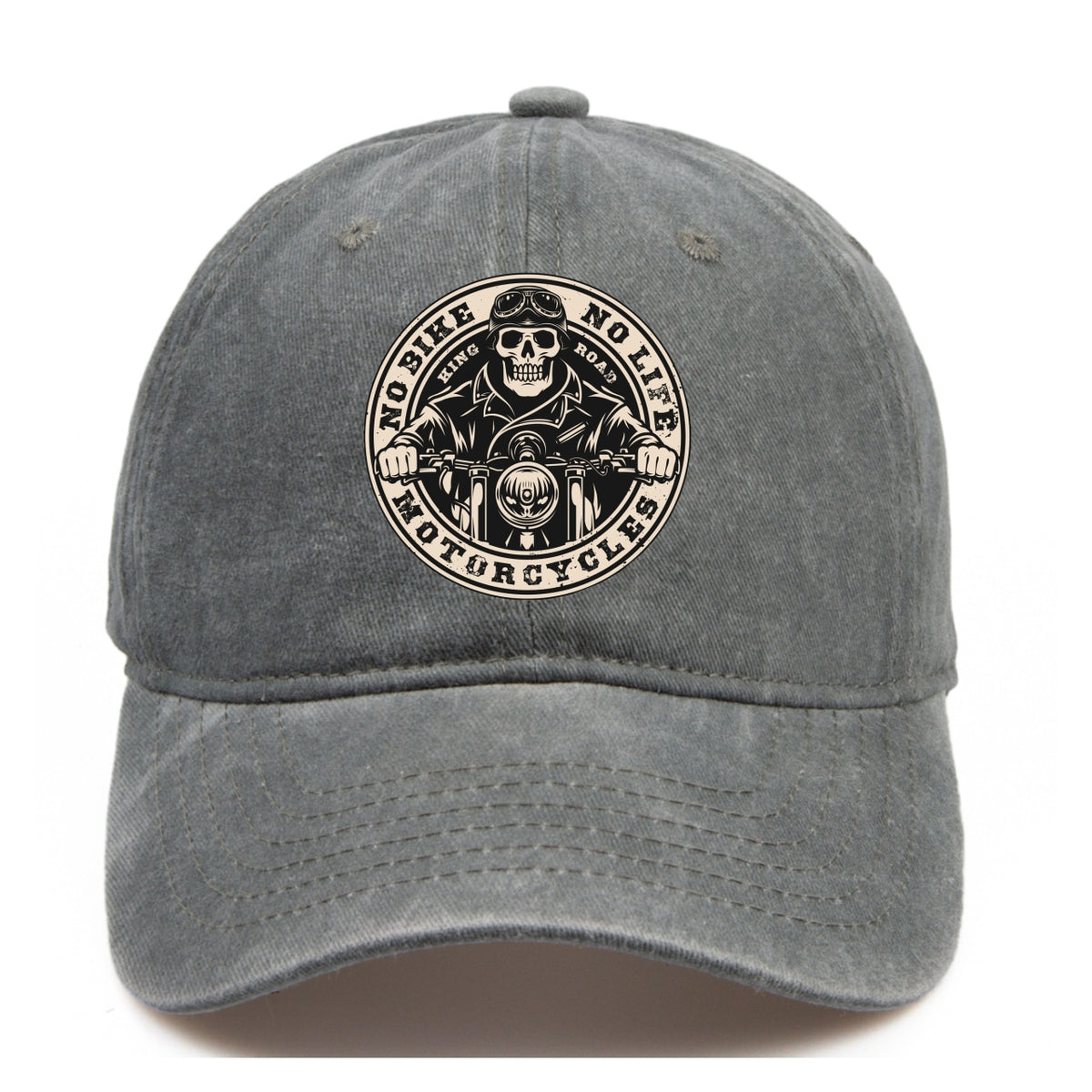 Skeleton Pattern Washed Distressed Cap Hip Hop Adjustable Sunscreen Cap