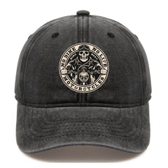 Skeleton Pattern Washed Distressed Cap Hip Hop Adjustable Sunscreen Cap