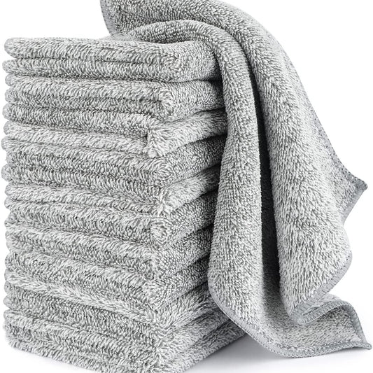 12pcs Absorbent Cleaning Cloth Bamboo Charcoal Fiber Dish Towels