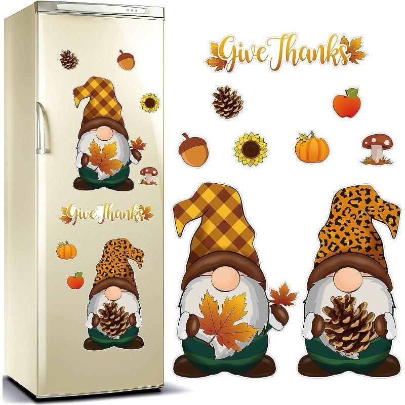 9pcs Holiday Gnome Fridge Magnets - Halloween & Christmas Decor for Kitchen