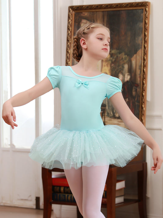 Girls Ballet Skirt Short Sleeved Dance Sports Skirt Breathable Highly Elastic